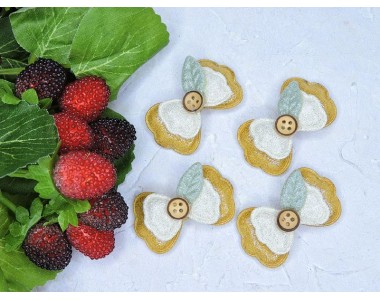 Патч тканевый "Бантик" 4,5*2,7 см, цв. горчичный - 1 шт.