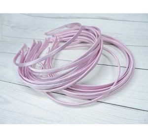 Ободок 1 см, пластик с атласной тканью, цв. светло-розовый - 1 шт.