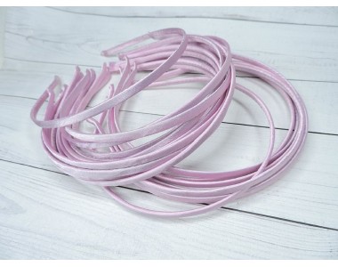 Ободок 1 см, пластик с атласной тканью, цв. светло-розовый - 1 шт.