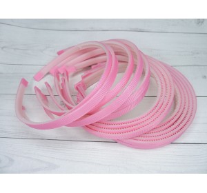 Ободок пластик  1 см, с репсовой тканью, цв. розовый - 1 шт.