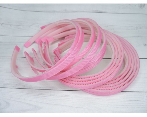 Ободок пластик  1 см, с репсовой тканью, цв. розовый - 1 шт.