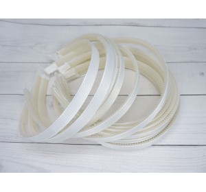 Ободок пластиковый 1 см с репсовой тканью, цв. белый - 1 шт.