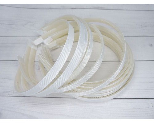 Ободок пластиковый 1 см с репсовой тканью, цв. белый - 1 шт.