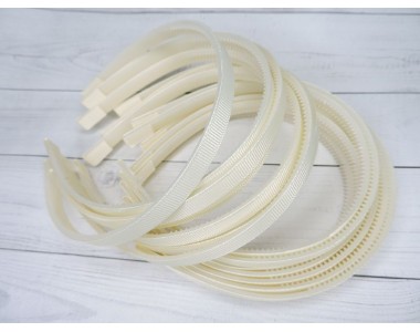 Ободок пластиковый 1 см с репсовой тканью, цв. кремовый - 1 шт.