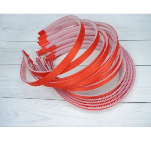 Ободок пластиковый 1 см с репсовой тканью, цв. красный - 1 шт.