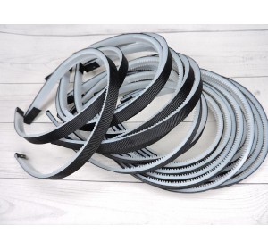 Ободок пластиковый 1 см с репсовой тканью, цв. черный - 1 шт.