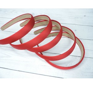 Ободок пластиковый в атласной ткани 2 см, цв. красный - 1 шт.