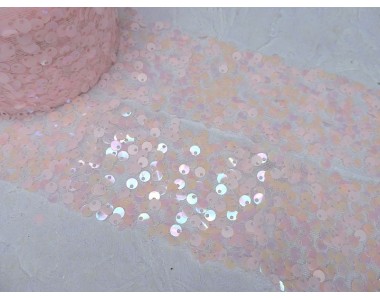 Лента с пайетками 6 см, цв. - розовый - 1 м.