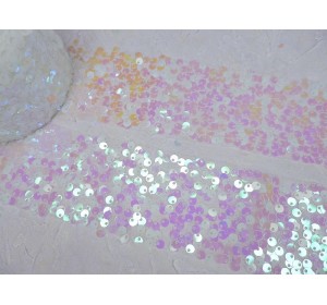 Лента с пайетками 6 см, цв. - белый - 1 м.