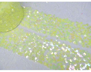 Лента с пайетками 6 см, цв. - лимонный - 1 м.