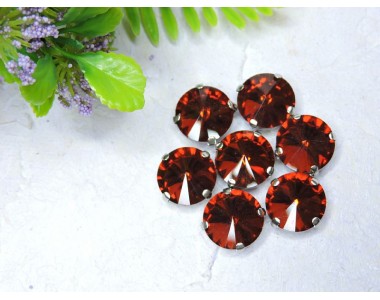 Страза пришивная 14 мм "Круг", цв. темно-коричневый - 1 шт.