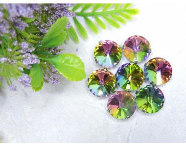 Страза пришивная 14 мм "Круг", цв. хамелеон - 1 шт.