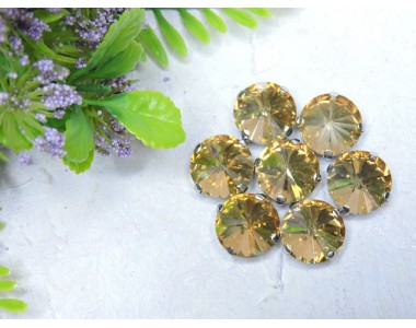 Страза пришивная 14 мм "Круг", цв. бежевый - 1 шт.