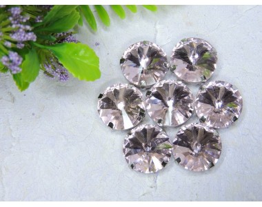 Страза пришивная 16 мм "Круг", цв. светло-розовый - 1 шт.