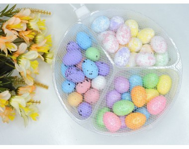 Яйца декоративные 1,5*2,5 см (пенопласт), цв. микс - 45 шт.