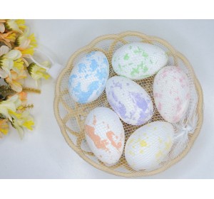Яйца декоративные 4*6 см (пенопласт) в корзинке - 1 набор.