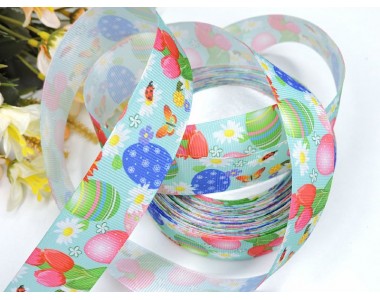 Лента репсовая 25 мм с рисунком "Пасха" - 1 м.
