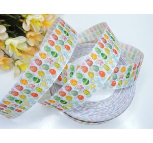 Лента репсовая 25 мм с рисунком "Яички" - 1 м.