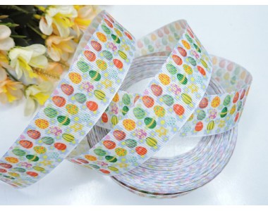 Лента репсовая 25 мм с рисунком "Яички" - 1 м.