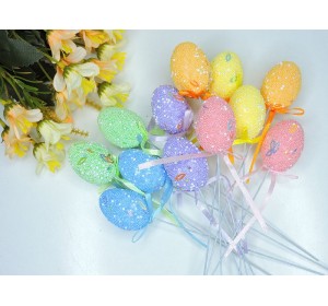 Яйцо пасхальные на палке 3х4см (пенопластовые), цв. без выбора цвета - 1 шт.