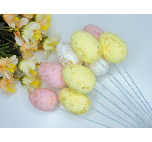 Яйцо пасхальные на палке 3х4см (пенопластовые), цв. без выбора цвета - 1 шт.