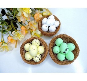 Гнездо декоративное  6 см с яйцами, цв.- без выбора цвета  - 1 шт.