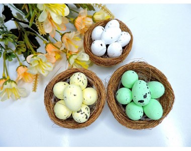 Гнездо декоративное  6 см с яйцами, цв.- без выбора цвета  - 1 шт.