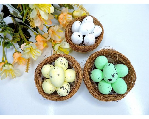 Гнездо декоративное  6 см с яйцами, цв.- без выбора цвета  - 1 шт.