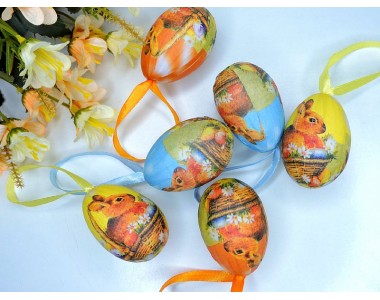 Яйца пасхальные (пенопластовые) 4*6 см, цв. без выбора цвета - 1 шт.