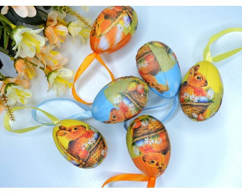 Яйца пасхальные (пенопластовые) 4*6 см, цв. без выбора цвета - 1 шт.