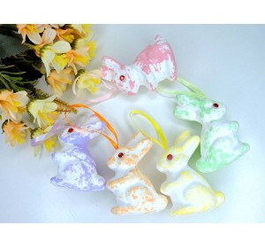 Зайчик пасхальный 7,5*5 см (пенопластовый), цв. без выбора цвета - 1 шт. 