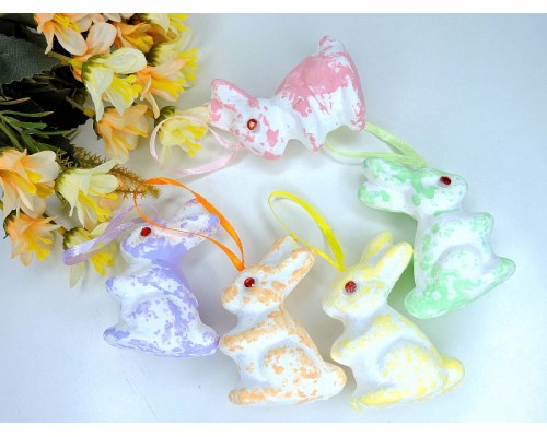 Зайчик пасхальный 7,5*5 см (пенопластовый), цв. без выбора цвета - 1 шт. 