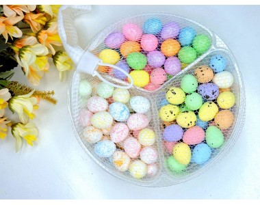 Яйца декоративные 1,5*2 см (пенопласт), цв. микс - 1 набор.