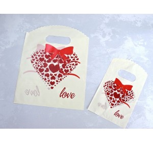 Пакет полиэтиленовый с рисунком "Сердечко с бантиком" - 1 шт.