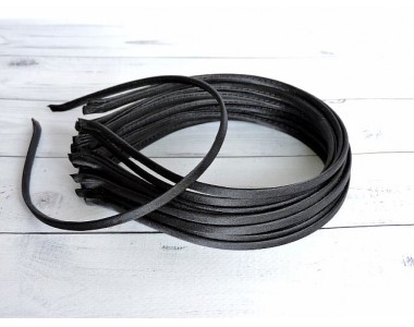 Ободок металл+атлас 0.5 см, цв. черный №34 - 1 шт.