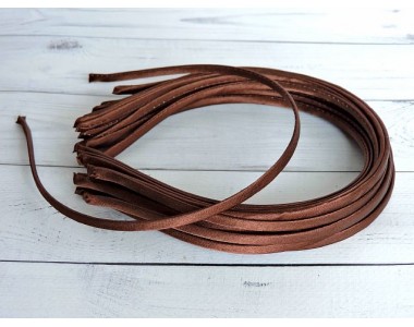 Ободок металл+атлас 0.5 см, цв. шоколадный №42 - 1 шт.