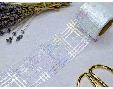 Фатин 5,5 см "Узор", цв. белый - 1 м.