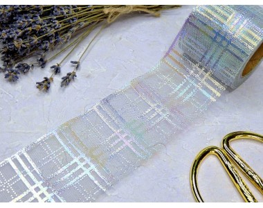 Фатин 5,5 см "Узор", цв. серый - 1 м.