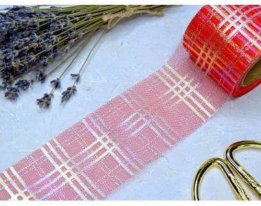 Фатин 5,5 см "Узор", цв. красный - 1 м.