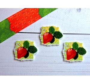 Кабошон-вырубка "Клубника" - 1 шт.