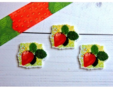 Кабошон-вырубка "Клубника" - 1 шт.