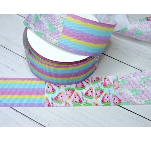 Лента репсовая 40 мм с рисунком ассорти "Арбус" - 1 м.