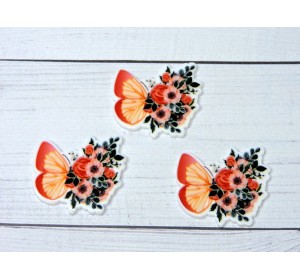 Кабошон-вырубка "Бабочка с цветами" - 1 шт.