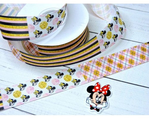 Лента репсовая 25 мм с рисунком  "Микс" - 1 м.