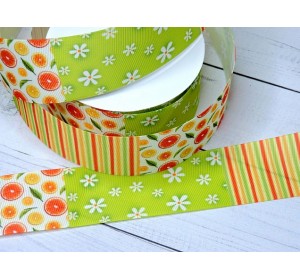 Лента репсовая 40 мм с рисунком ассорти "Цытруссовый" - 1 м.