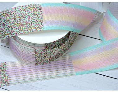 Лента репсовая 40 мм с рисунком ассорти "Канфетки" - 1 м.