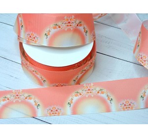 Лента репсовая 40 мм с рисунком "Цветочки" лепесток круглый - 1 м.