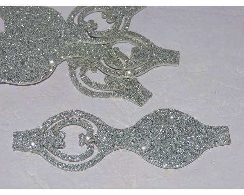 Основа бантика резная  из фоамирана "Односторонняя", 10,5*3,7 см, цв. серебро - 1 шт