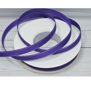 Лента репсовая 10 мм с люрексом серебро, цв. темно-фиолетовый - 1 м.