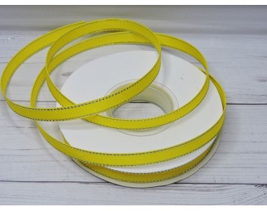 Лента репсовая 10 мм с люрексом серебро, цв. желтый - 1 м.